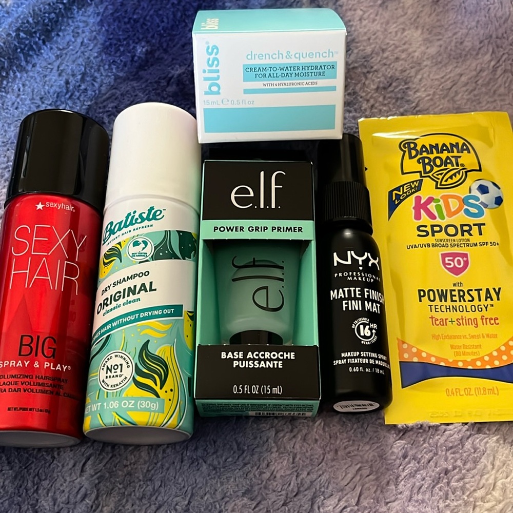 All products are all brand new great sizes for traveling!